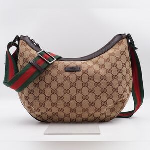 BS10 ❣️ GUCCI Monogram Web Halfmoon Crossbody Bag